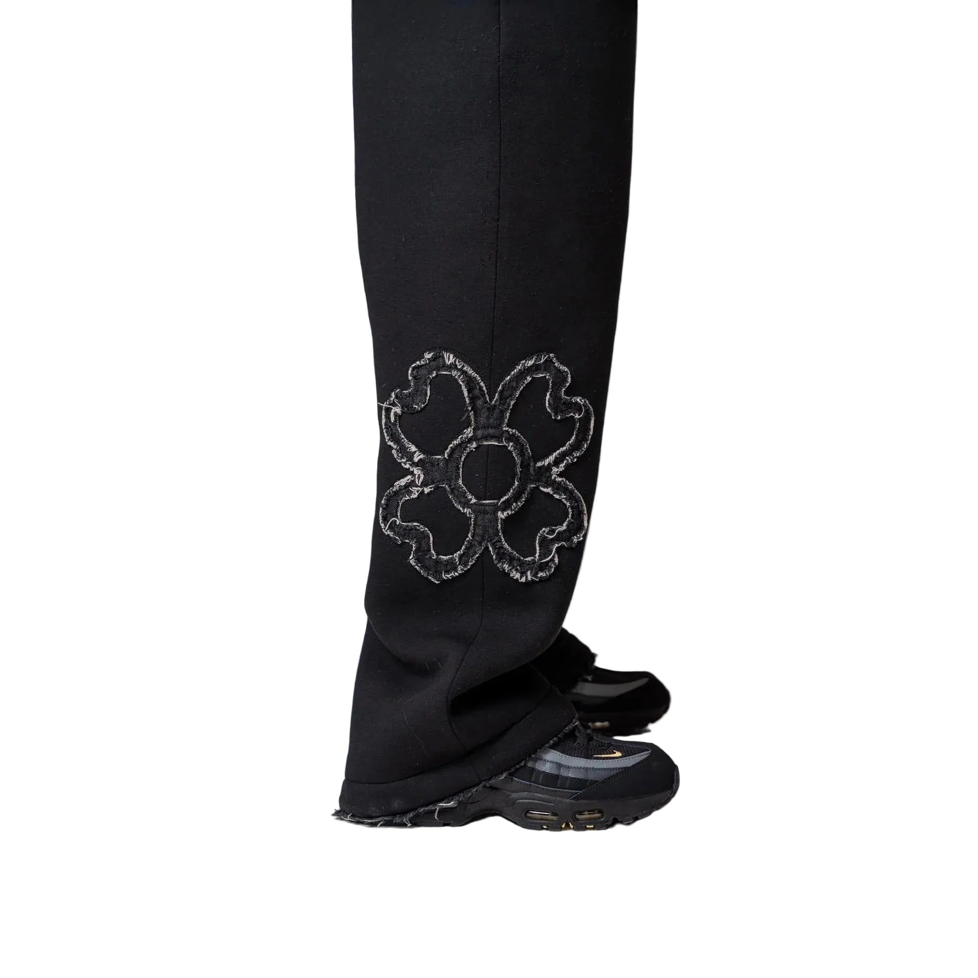 Pantalon de Jogging Large Noir Effet Effiloché