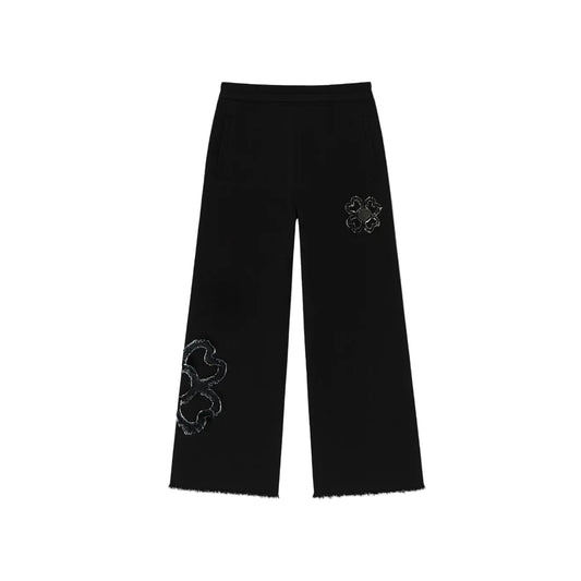 Pantalon de Jogging Large Noir Effet Effiloché