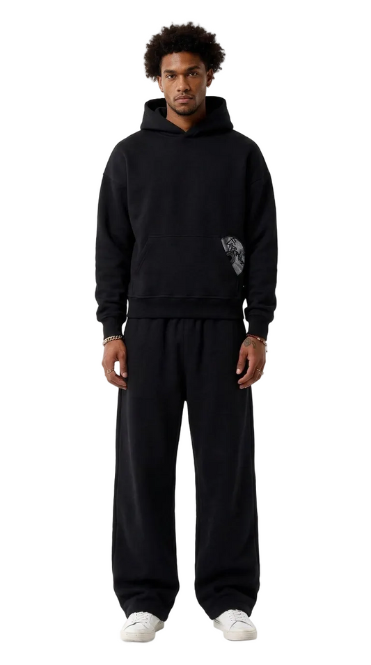 Pantalon de Jogging Noir Coupe Large Détail CD Argenté