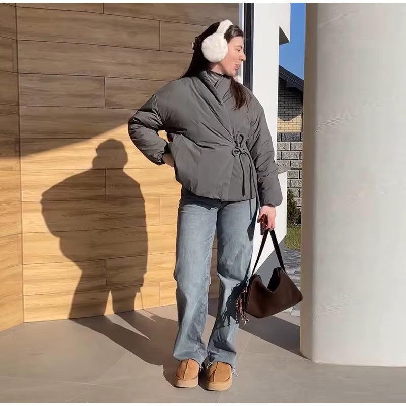 Casal Gray Lace Up Coat CyBerWave