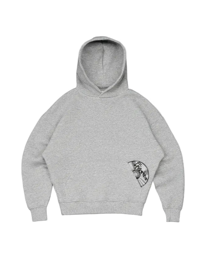 Sweat à Capuche Noir Oversize Détail CD Argenté