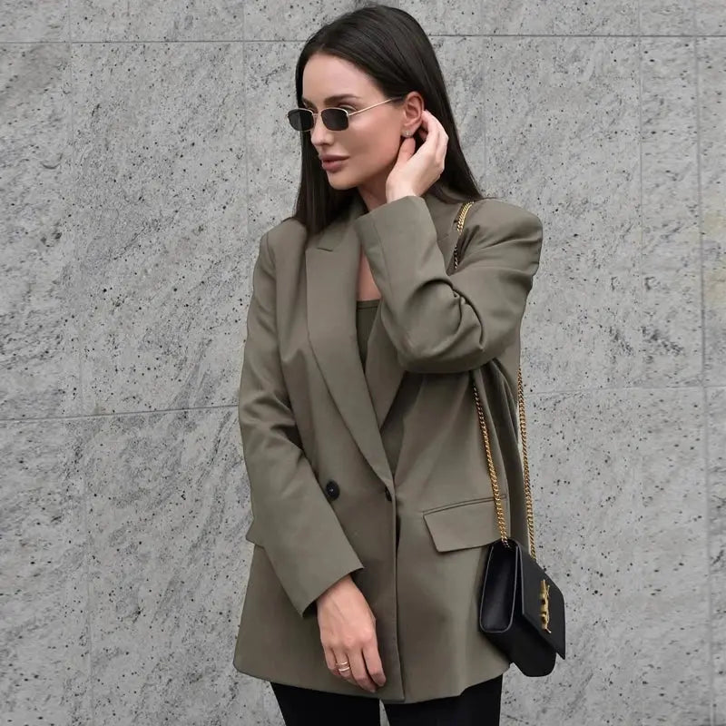 Women's Double-Breasted Blazer with Pocket CyBerWave