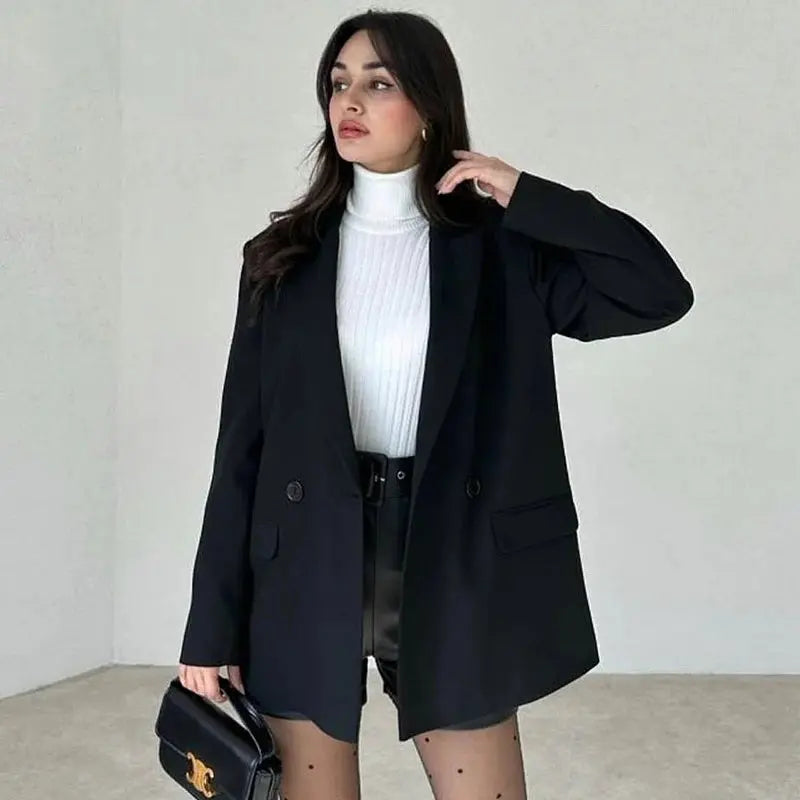 Women's Double-Breasted Blazer with Pocket CyBerWave